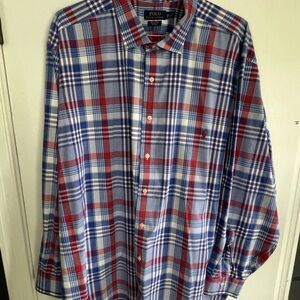 Polo by Ralph Lauren Men's Red and Blue Plaid Shirt